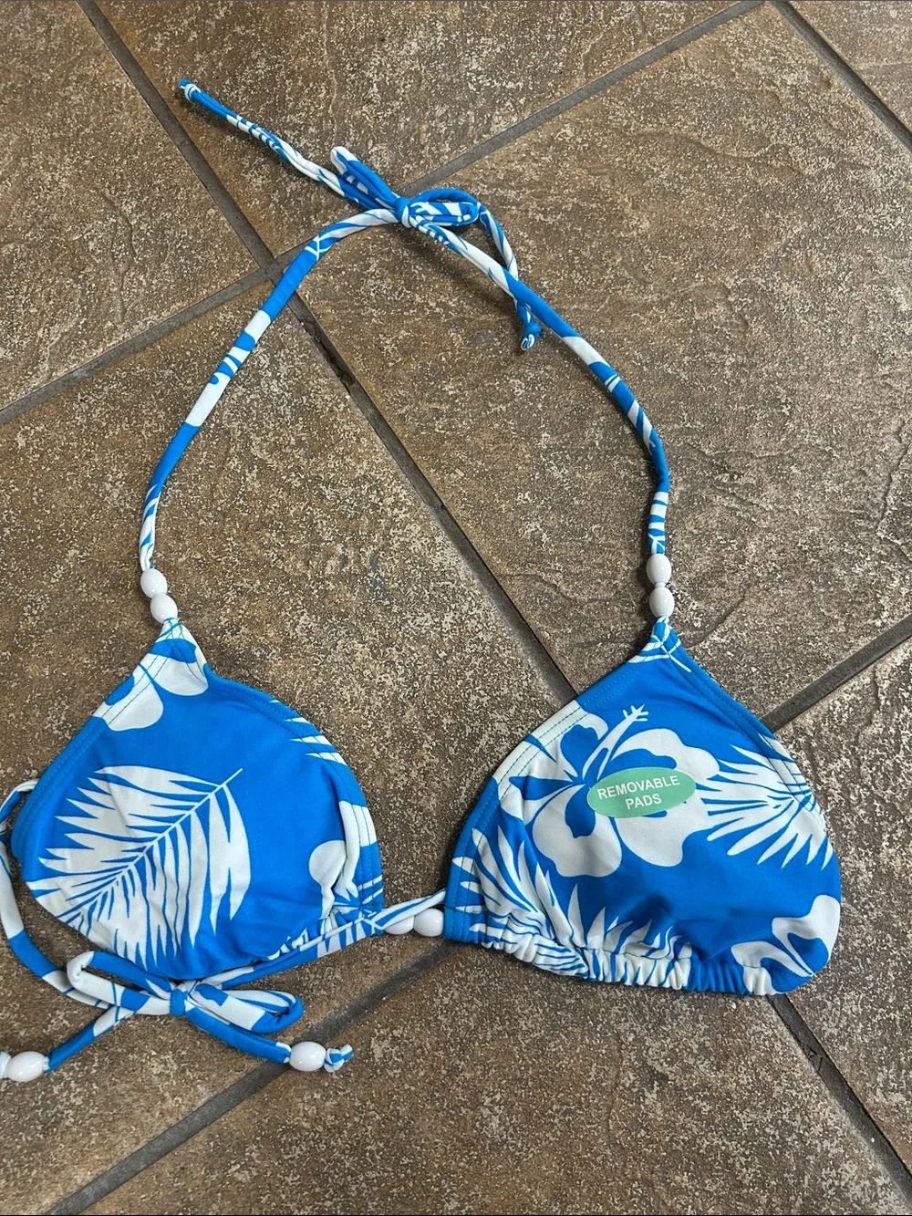 Blue Tropical Print Juniors Two-Piece Swim Set